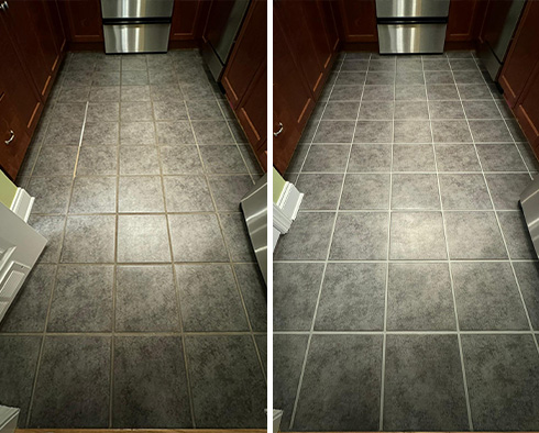 Floor Before and After a Grout Sealing in North Charleston, SC