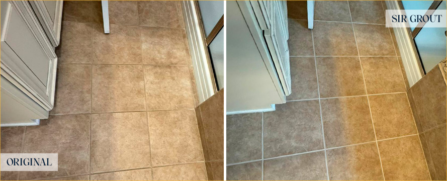 Bathroom Before and After a Service from Our Tile and Grout Cleaners in Daniel Island