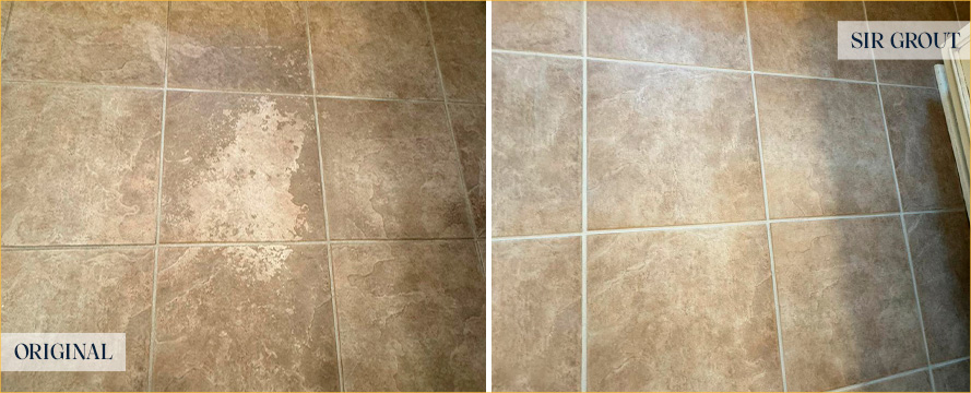 Floor Before and After a Service from Our Tile and Grout Cleaners in Daniel Island