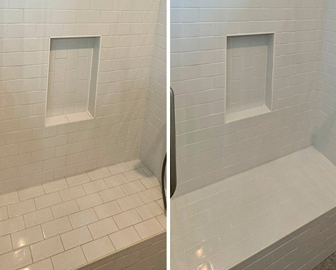 Tile Shower Before and After Our Hard Surface Restoration Services in Charleston