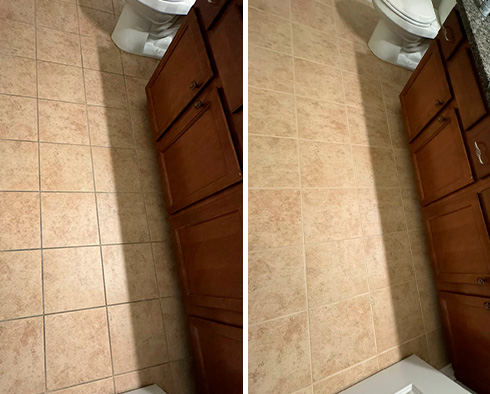 Floor Before and After a Service from Our Tile and Grout Cleaners in Mount Pleasant