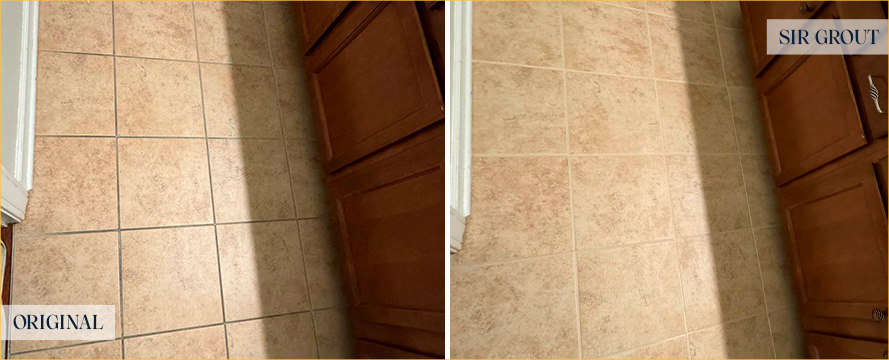 Floor Before and After a Service from Our Tile and Grout Cleaners in Mount Pleasant