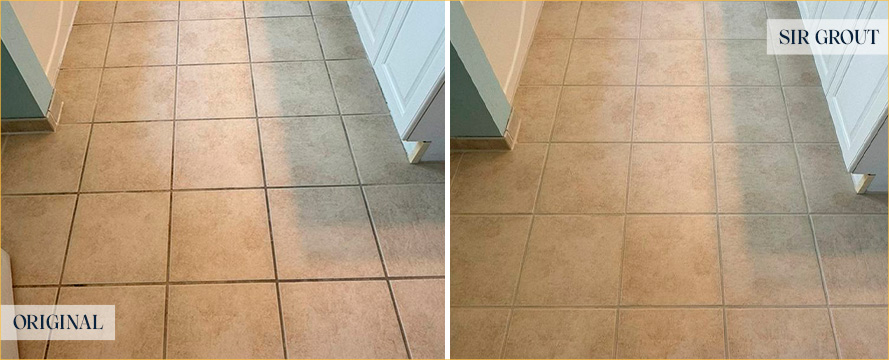 Floor Before and After a Remarkable Grout Cleaning in Charleston, SC