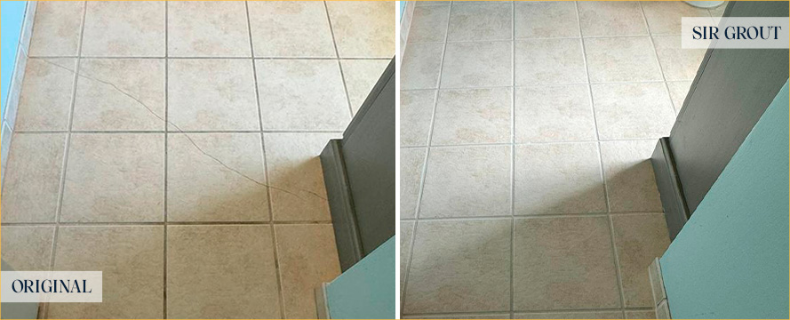 Floor Before and After an Outstanding Grout Cleaning in Charleston, SC