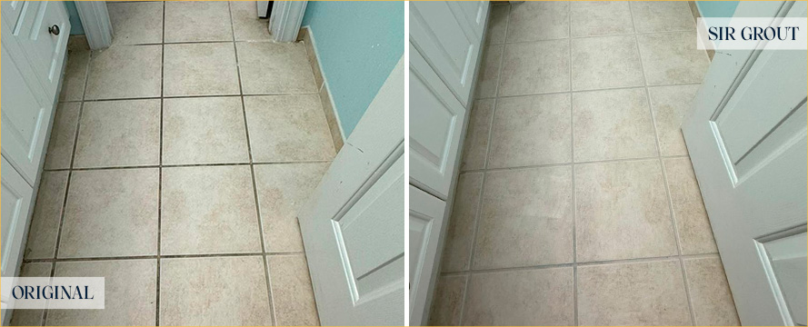 Floor Before and After a Superb Grout Cleaning in Charleston, SC