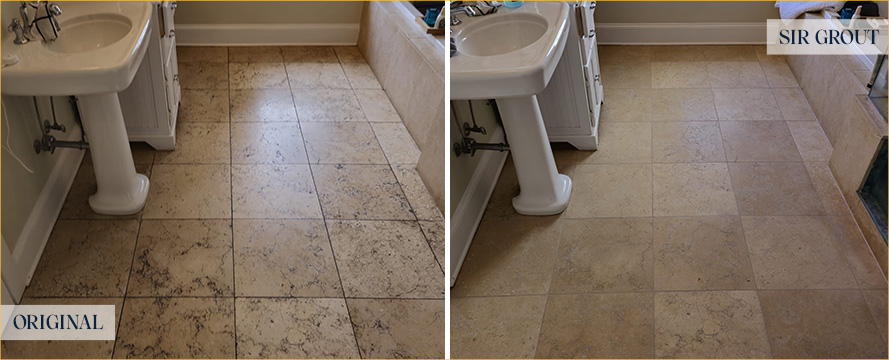 Bathroom Floor Before and After a Flawless Tile Cleaning in Mount Pleasant, SC