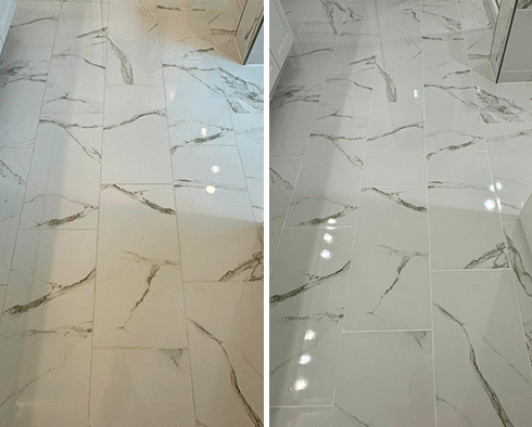 Floor Before and After a Grout Sealing in Johns Island, SC