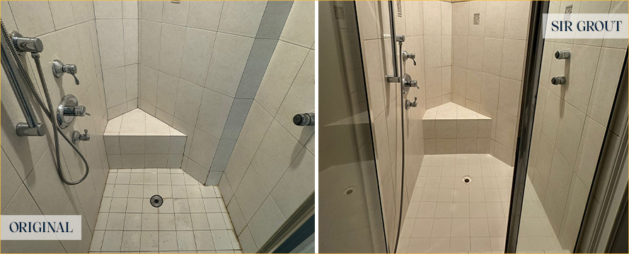 Shower Before and After a Service from Our Tile and Grout Cleaners in Hollywood