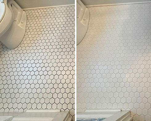 Floor Before and After a Grout Sealing in Charleston, SC