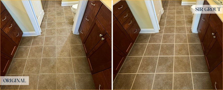 Floor Before and After a Flawless Grout Sealing in North Charleston, SC