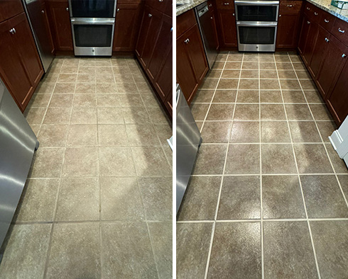 Floor Before and After a Grout Sealing in North Charleston, SC