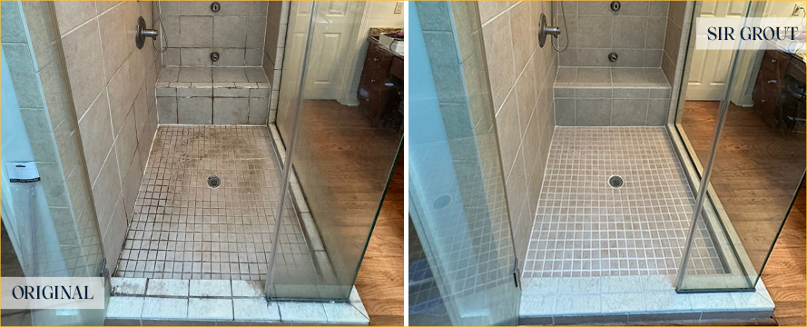 Shower Before and After a Flawless Tile Cleaning in Charleston, SC